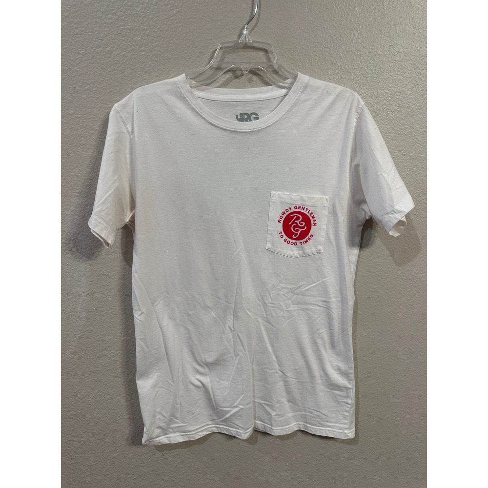 Rowdy Gentleman Pocket Tee‎ Graphic Print Short Sleeve White T-Shirt Medium